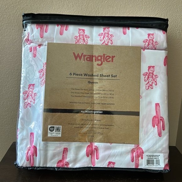 Wrangler 6 Pc Washed Sheet Set Queen Cactus Hot Pink New Desert Themed - Picture 3 of 3